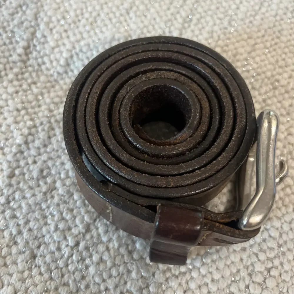 American Eagle Mens Dark Brown Genuine Leather Belt Silver Buckle 34-40